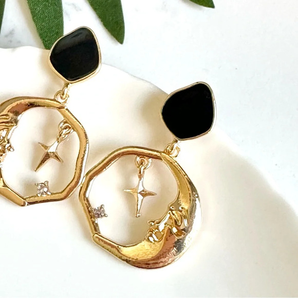 2/$30🌵 Starry Night Crescent Moon Earrings Gothic Celestial Boho Jewelry NEW - Picture 6 of 12